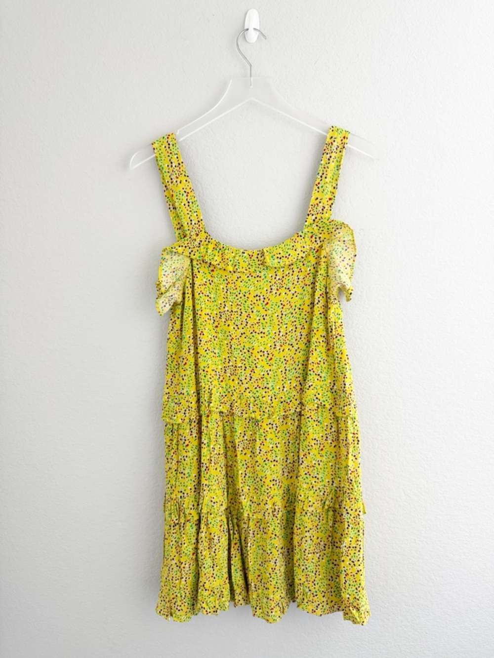 Olivaceous Yellow Ruffle Floral Dress